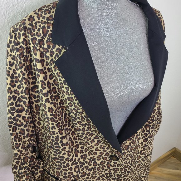 Rachel Zoe Leopard Print Tuxedo Blazer Plus Size 1X - Picture 7 of 9